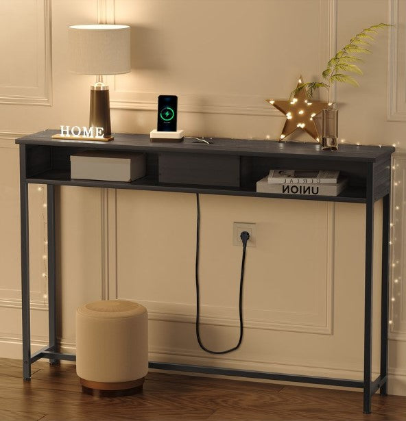 Schmaler Konsolentisch, Beistelltisch mit Polyboard, 25 x 120 x 81,1 cm, Wohnzimmer, LN-T111K01