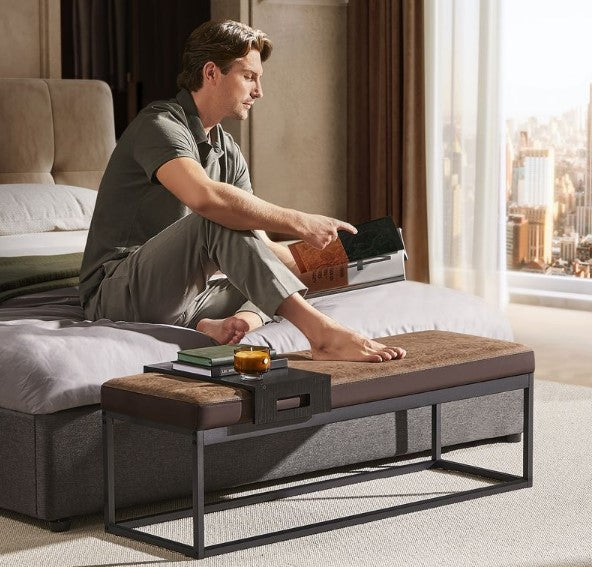 Παγκάκι Υποπόδιο LUIZ Σκαμπό Βοηθητικό Τραπεζάκι Μινιμαλιστικό Μαύρο LOM-081B01V1