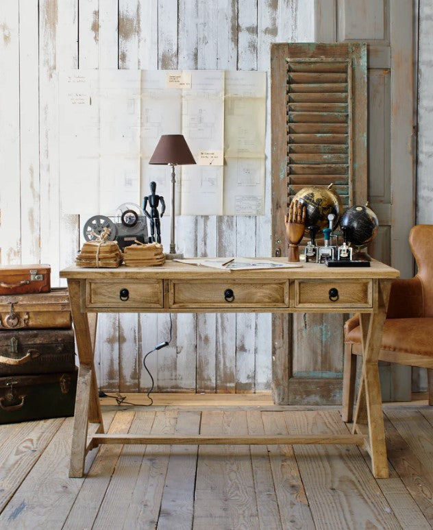 Τραπέζι Κονσόλα Ξύλινο Αποικιακό Γραφείο με Συρτάρια 47.3261