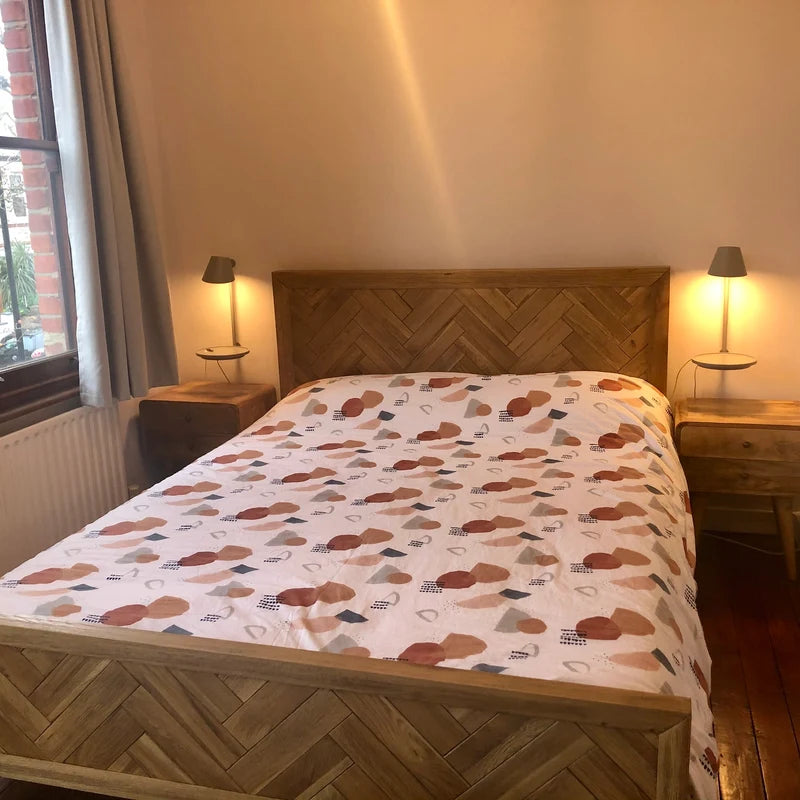 Τραπεζάκι Βοηθητικό Κομοδίνο Μασίφ Ξύλο Δρυς με Συρτάρια Σκανδιναβικό Στυλ IN711