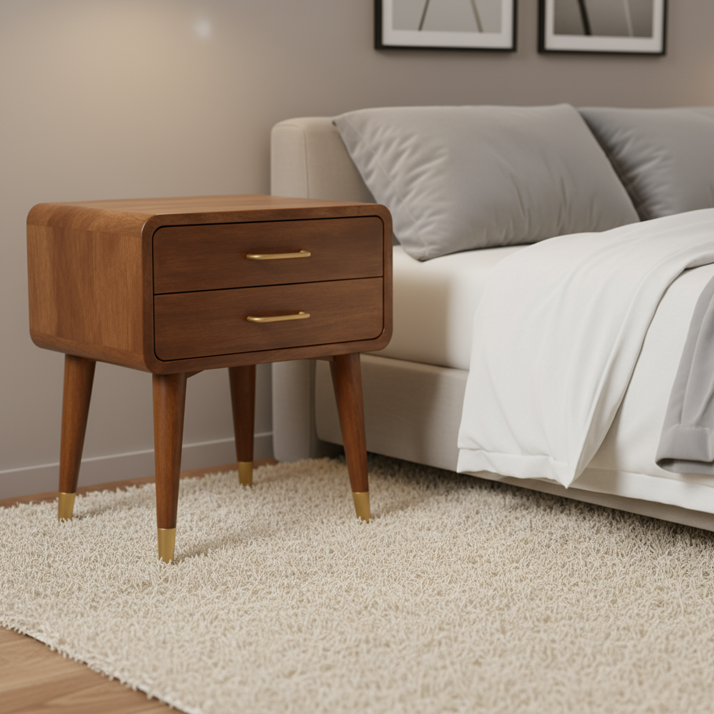 Κομοδίνο Κρεβατοκάμαρας Βοηθητικό Τραπεζάκι Μασίφ Ξύλο IN4055