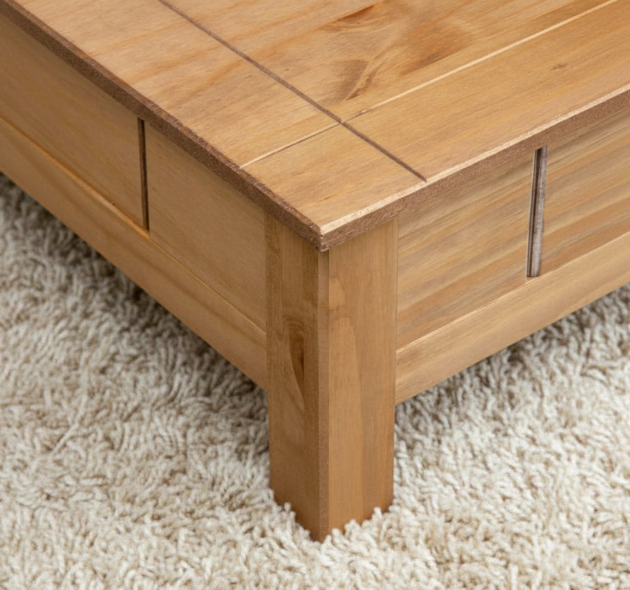 Τραπεζάκι Σαλονιού Μασίφ Ξύλο Πεύκο με Συρτάρι Ρουστίκ Τραπέζι Καθιστικού 100x60x45 1282682