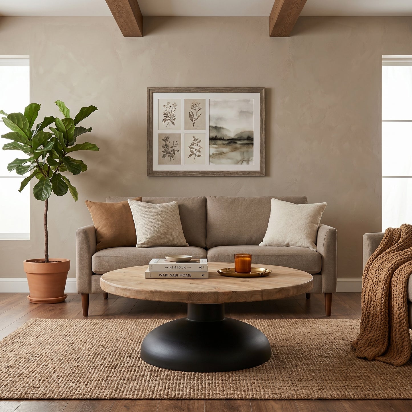 Τραπεζάκι Σαλονιού Στρόγγυλο Μασίφ Ξύλο 90 εκ Διάμετρο OG-FE002