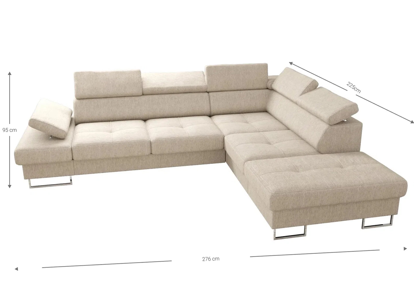 Γωνιακός Καναπές Κρεβάτι με Αποθηκευτικό Χώρο Πολυμορφικός Εκρού Αριστερή Γωνία POS-162524039