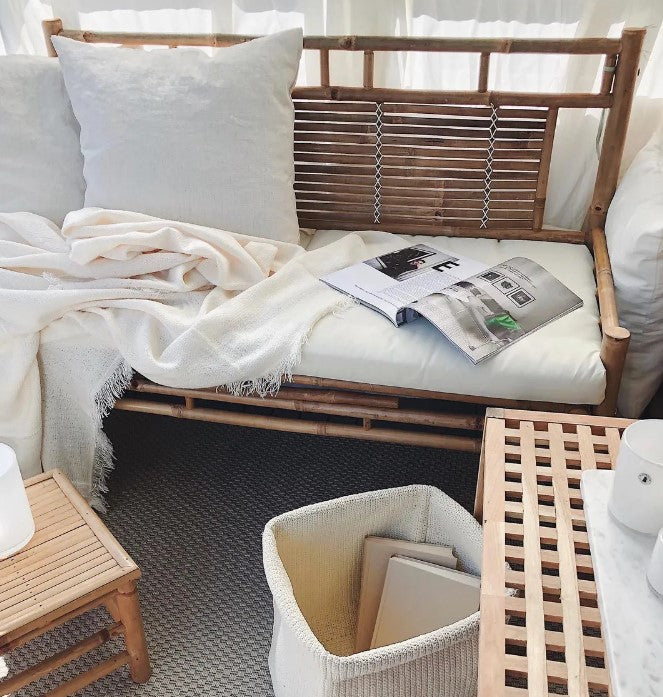 Garden Bench Balcony Sofa Waterproof Bamboo 141504