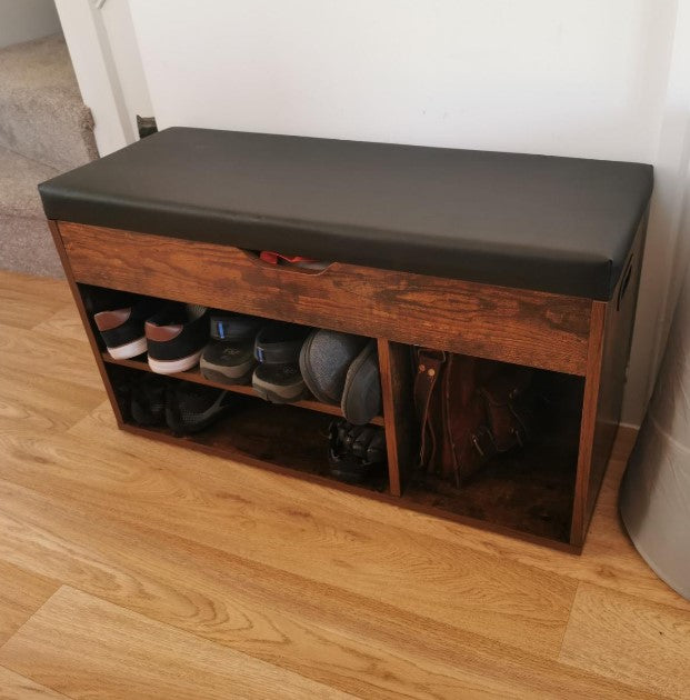 Έπιπλο Εισόδου Αποθήκευσης Παπουτσιών Παγκάκι Διάδρομος Σαλόνι Υπνοδωμάτιο vintage σκούρο καφέ LH-S30BX