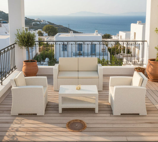 Λευκό Σαλόνι Κήπου Μπαλκονιού 