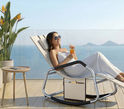 Πολυθρόνα Σεζλόνγκ Κήπου Μπαλκονιού Εργονομική Μεγάλης αντοχής έως 150 κιλά Ξαπλώστρα Κουνιστή με Προσκέφαλο GC-B230WZ01