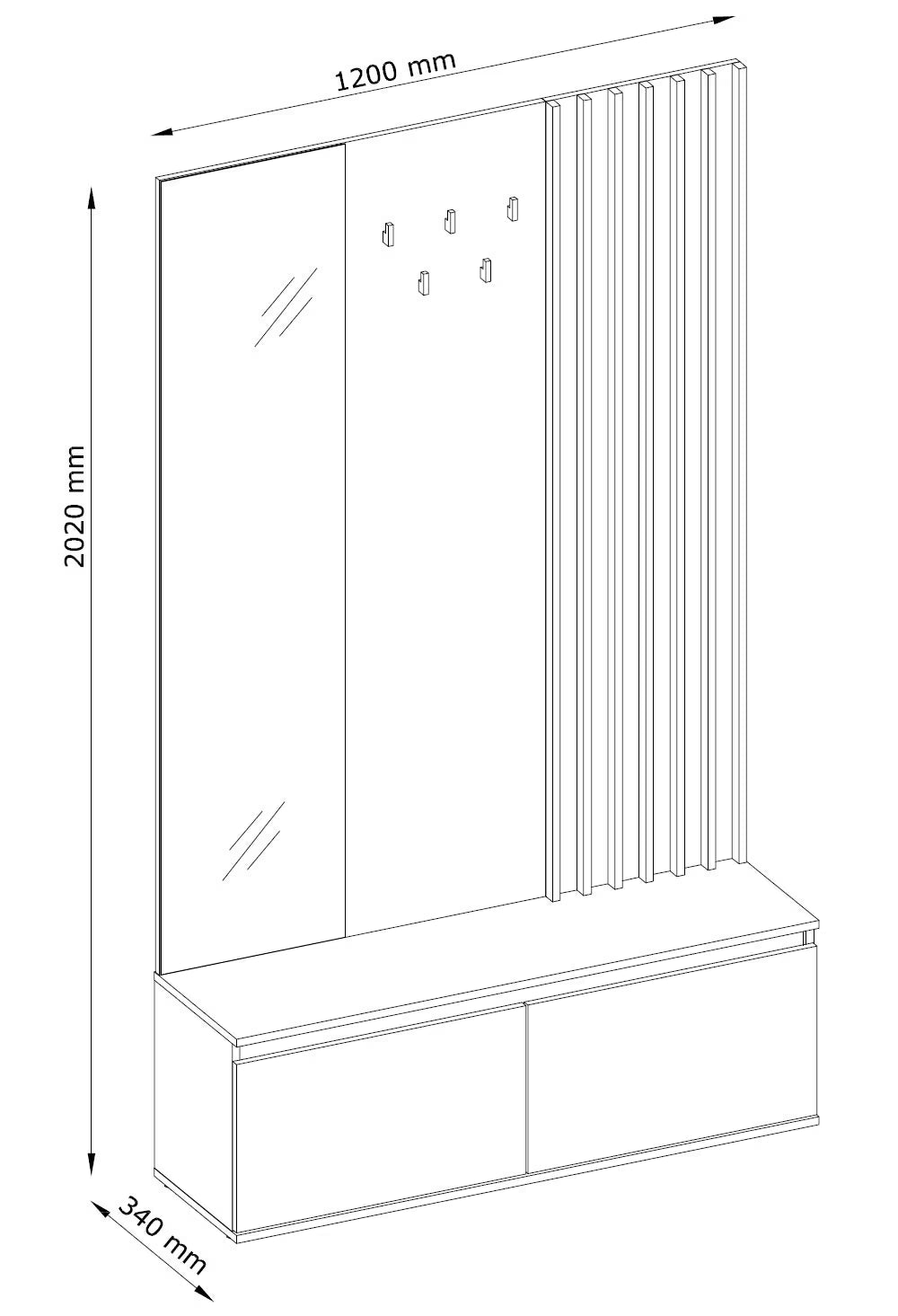 Έπιπλο Εισόδου Βάση για Παλτό με Καθρέφτη Παπουτσοθήκη Κρεμάστρα Μοντέρνο Ντουλάπι Διαδρόμου 93745