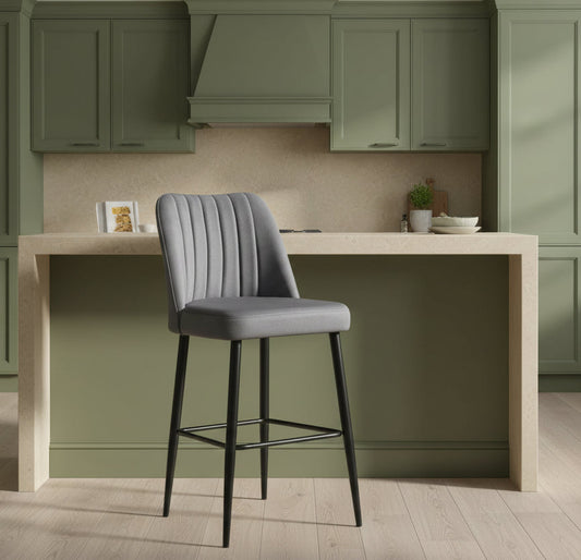 Αλέκιαστο Σκαμπό για Πάσο Κουζίνας Ύψος Καθίσματος 65 εκ Εργονομικό Κάθισμα Νησίδας Γκρί 107BCK1146