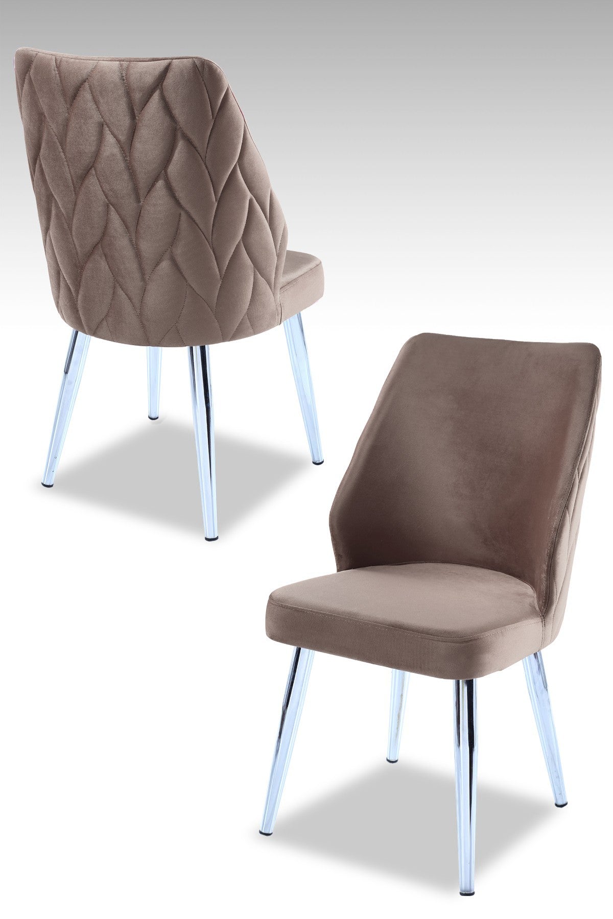 Καρέκλες Τραπεζαρίας - Σετ 2 Τεμαχίων - Cappuccino / Chrome | 107BCK1226
