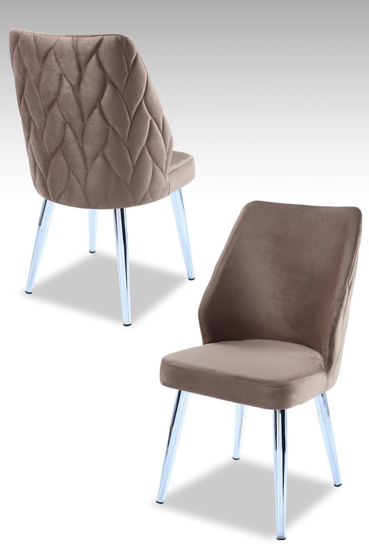 Καρέκλες Τραπεζαρίας - Σετ 2 Τεμαχίων - Cappuccino / Chrome | 107BCK1226