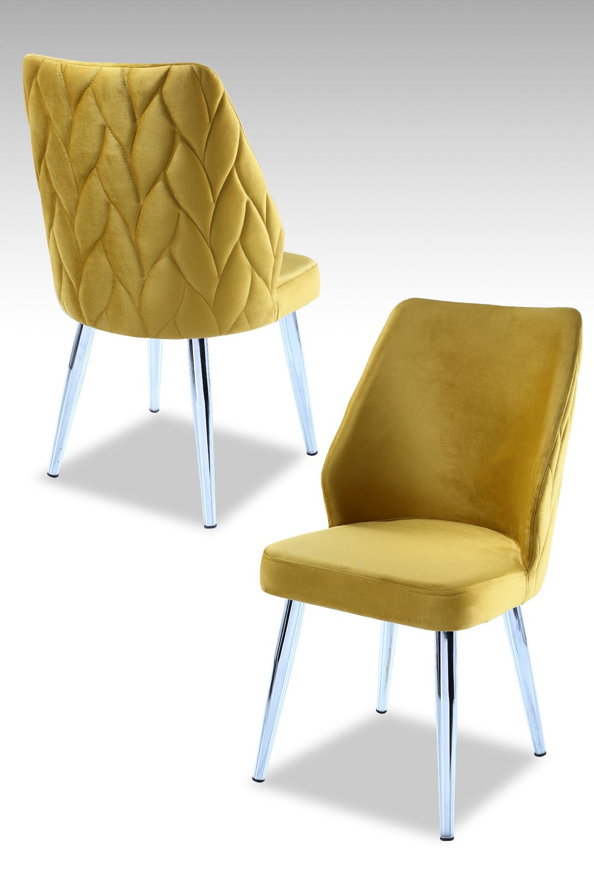 Καρέκλες Τραπεζαρίας - Σετ 2 Τεμαχίων - Yellow / Chrome | 107BCK1234