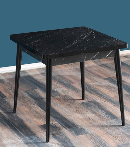 Τραπέζι Κουζίνας Τραπεζαρίας Τετράγωνο 80x80 Παλαιωμένο Λευκό-Καρυδιά-Μαύρο 107BCK1501