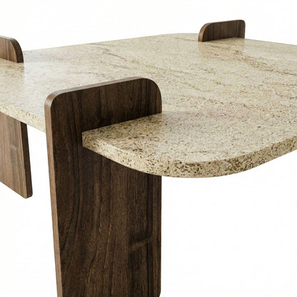 Τραπεζάκι Σαλονιού Travertine - Καρυδί 90 x 90 x 35 εκ GR116SAM1501