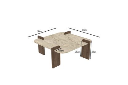 Τραπεζάκι Σαλονιού Travertine - Καρυδί 90 x 90 x 35 εκ GR116SAM1501