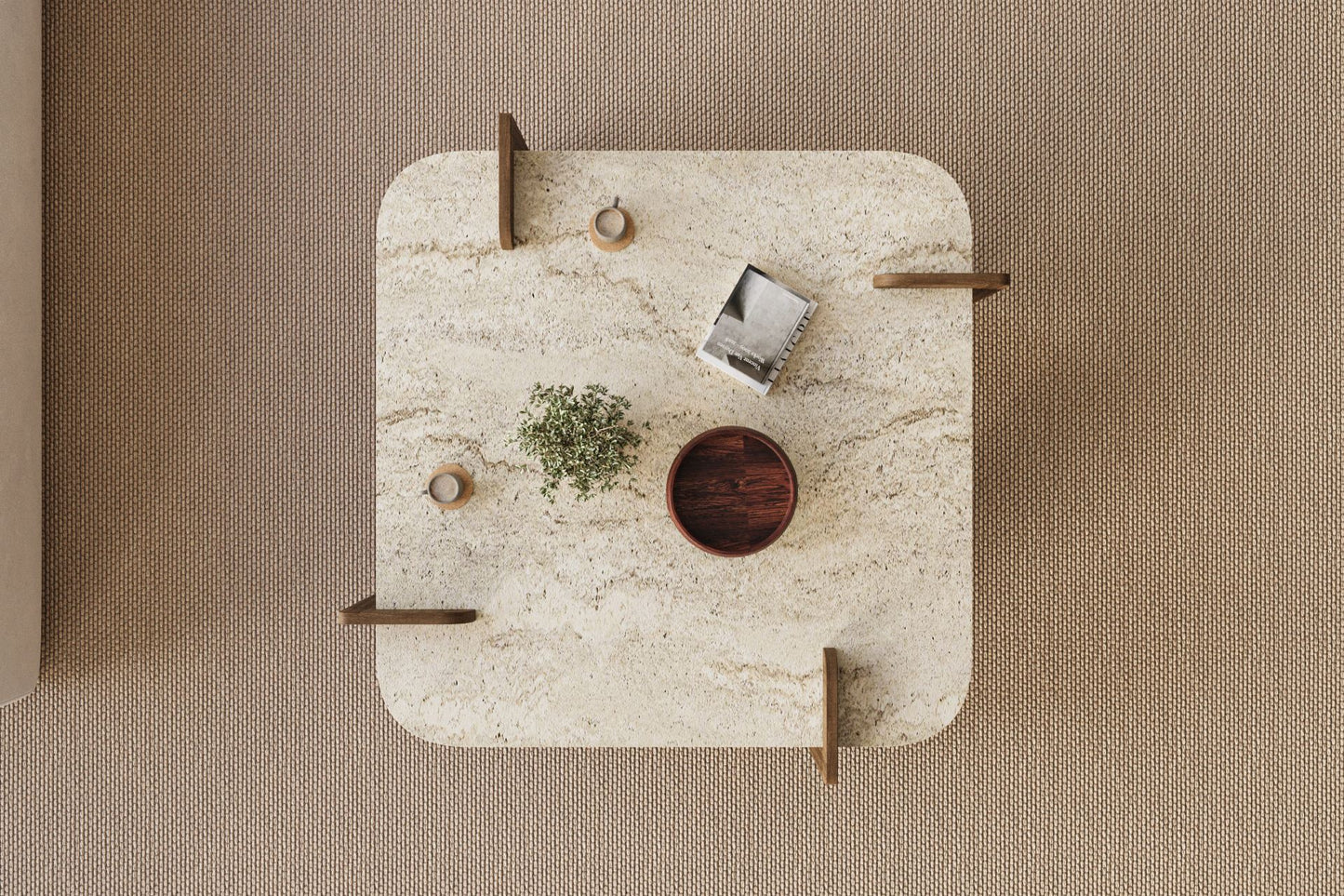 Τραπεζάκι Σαλονιού Travertine - Καρυδί 90 x 90 x 35 εκ GR116SAM1501