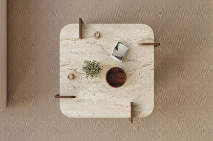 Τραπεζάκι Σαλονιού Travertine - Καρυδί 90 x 90 x 35 εκ GR116SAM1501