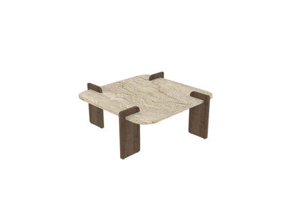 Τραπεζάκι Σαλονιού Travertine - Καρυδί 90 x 90 x 35 εκ GR116SAM1501