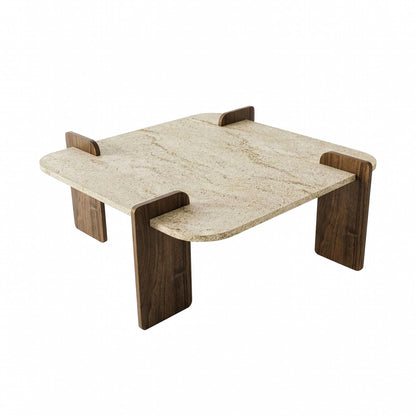 Τραπεζάκι Σαλονιού Travertine - Καρυδί 90 x 90 x 35 εκ GR116SAM1501