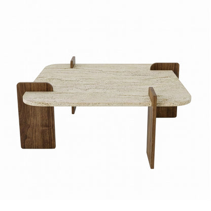 Τραπεζάκι Σαλονιού Travertine - Καρυδί 90 x 90 x 35 εκ GR116SAM1501
