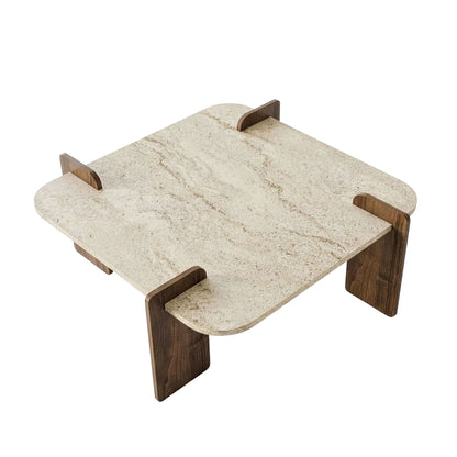 Τραπεζάκι Σαλονιού Travertine - Καρυδί 90 x 90 x 35 εκ GR116SAM1501