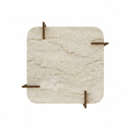 Τραπεζάκι Σαλονιού Travertine - Καρυδί 90 x 90 x 35 εκ GR116SAM1501