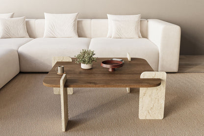 Τραπεζάκι Σαλονιού Καρυδί - Travertine 90 x 90 x 35 εκ GR116SAM1502