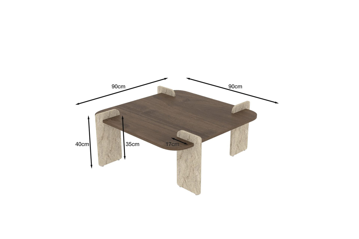 Τραπεζάκι Σαλονιού Καρυδί - Travertine 90 x 90 x 35 εκ GR116SAM1502