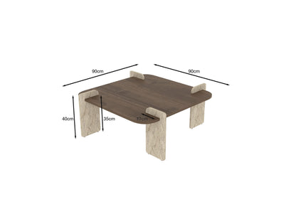 Τραπεζάκι Σαλονιού Καρυδί - Travertine 90 x 90 x 35 εκ GR116SAM1502
