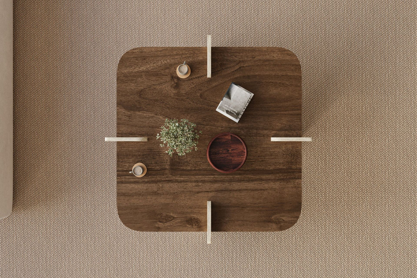 Τραπεζάκι Σαλονιού Καρυδί - Travertine 90 x 90 x 35 εκ GR116SAM1504