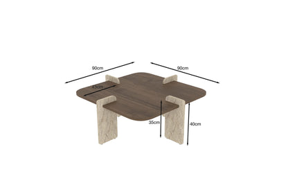 Τραπεζάκι Σαλονιού Καρυδί - Travertine 90 x 90 x 35 εκ GR116SAM1504