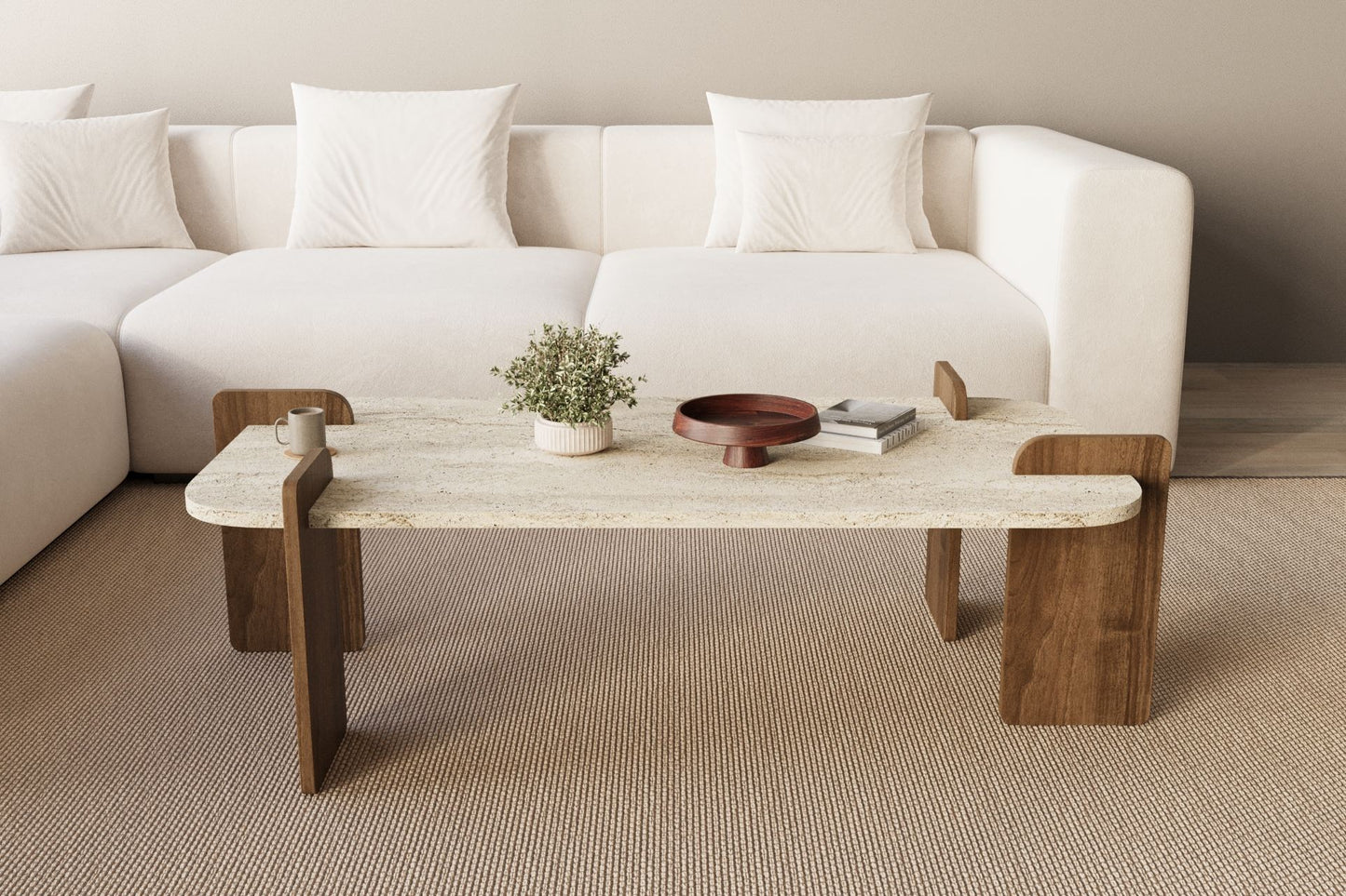 Τραπεζάκι Σαλονιού Travertine - Καρυδί 120 x 60 x 35 εκ GR116SAM1505