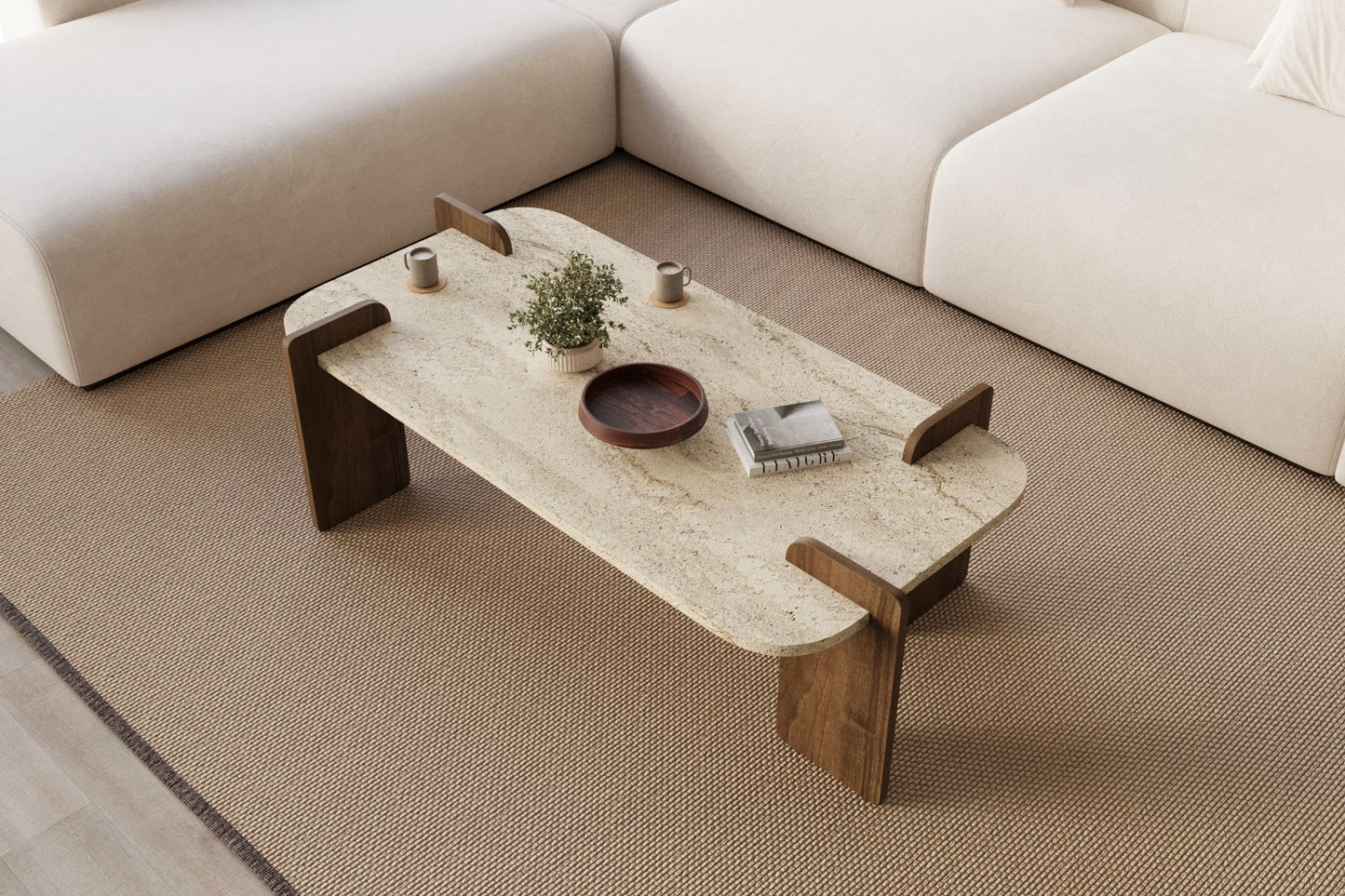 Τραπεζάκι Σαλονιού Travertine - Καρυδί 120 x 60 x 35 εκ GR116SAM1505