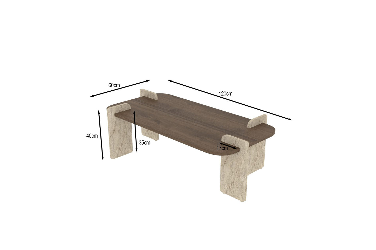 Τραπεζάκι Σαλονιού Καρυδί - Travertine 120 x 60 x 35 εκ GR116SAM1506