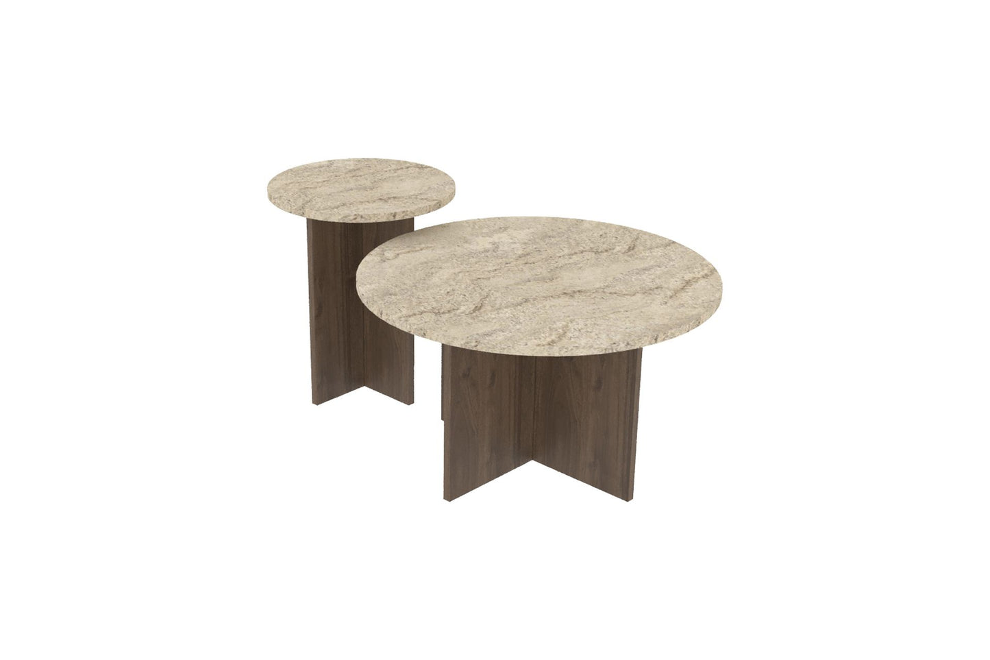 Τραπεζάκι Σαλονιού Set Travertine - Καρυδί 70 x 70 x 40 εκ GR116SAM1509
