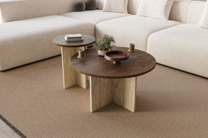 Τραπεζάκι Σαλονιού Set Καρυδί - Travertine 70 x 70 x 40 εκ GR116SAM1510