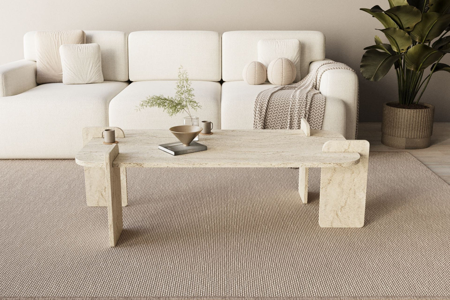 Τραπεζάκι Σαλονιού Travertine 120 x 60 x 35 εκ GR116SAM1513