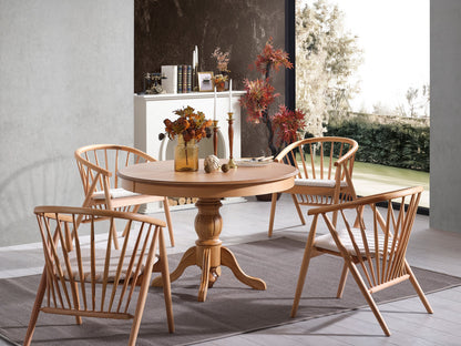 Τραπέζι Κουζίνας Τραπεζαρίας Στρόγγυλο 118 εκ Επεκτεινόμενο 158 εκ με 4 Καρέκλες Σετ 117FRF1503