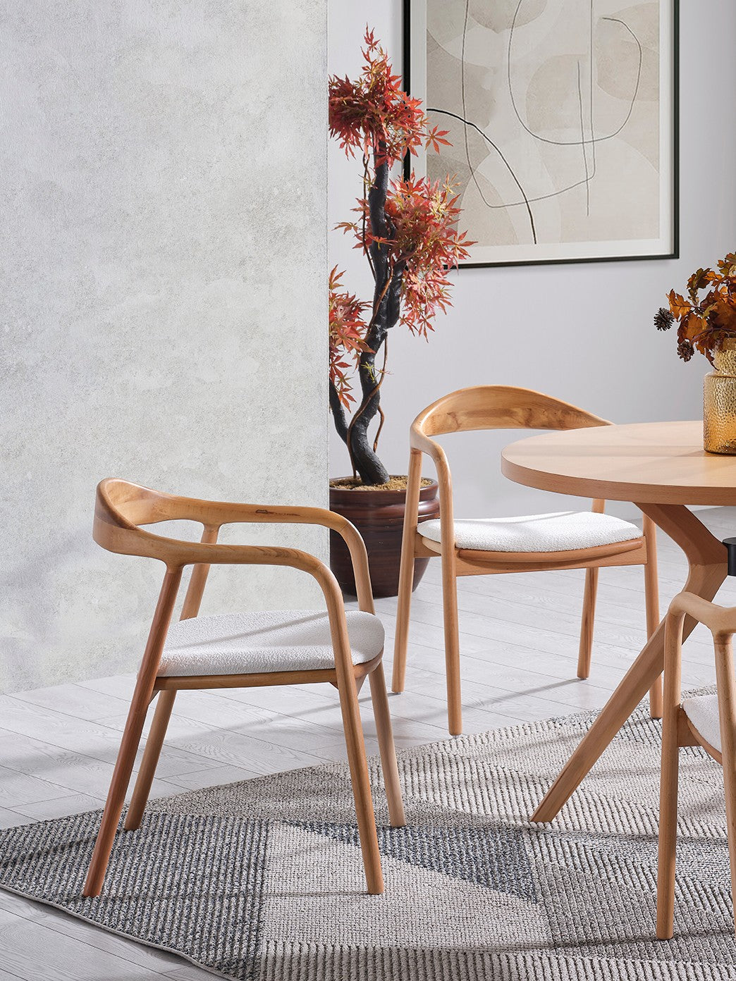 Τραπέζι Κουζίνας Τραπεζαρίας Ροτόντα 100 εκ διάμετρο με 4 Καρέκλες Μπουκλέ Σετ 117FRF1504