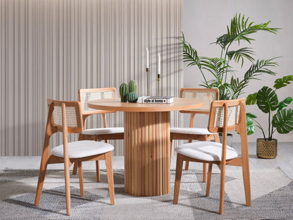 Τραπέζι Κουζίνας Τραπεζαρίας Ροτόντα 100 εκ διάμετρο με 4 Καρέκλες Μπουκλέ Σετ 117FRF1505