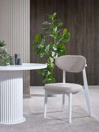 Λευκό Τραπέζι Κουζίνας Τραπεζαρίας Ροτόντα 100 εκ διάμετρο με 4 Καρέκλες Σετ 117FRF1512