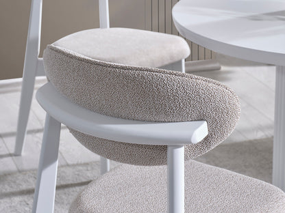 Λευκό Τραπέζι Κουζίνας Τραπεζαρίας Ροτόντα 100 εκ διάμετρο με 4 Καρέκλες Σετ 117FRF1512