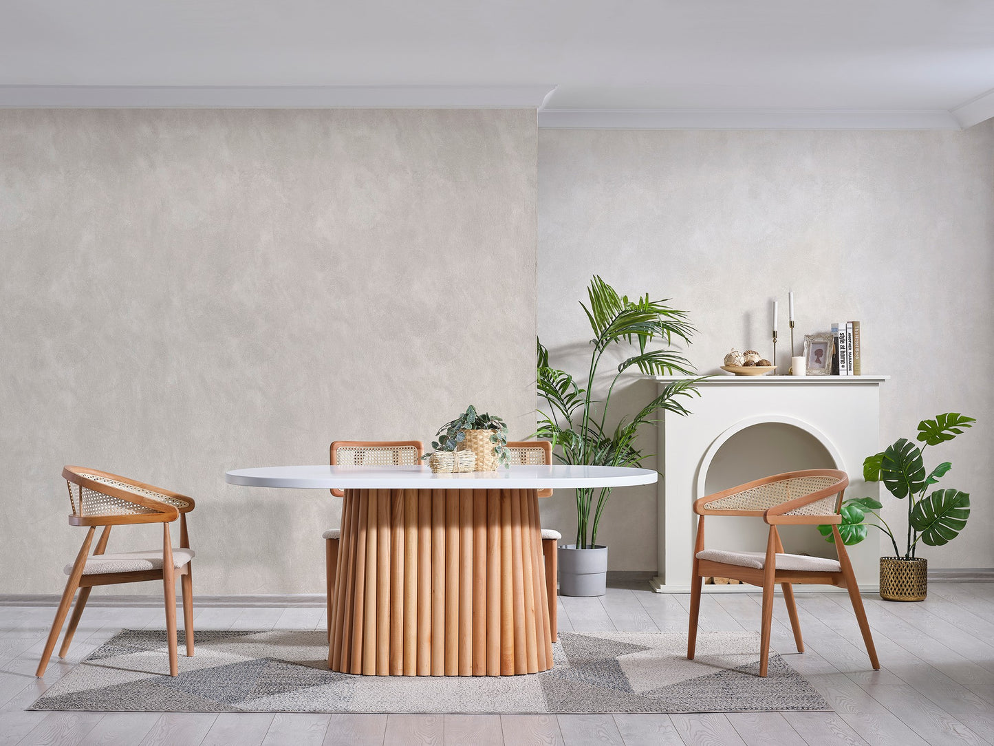 Τραπέζι Κουζίνας Τραπεζαρίας 170x90 με 6 Καρέκλες Σετ Φυσικό και Λευκό 117FRF1513