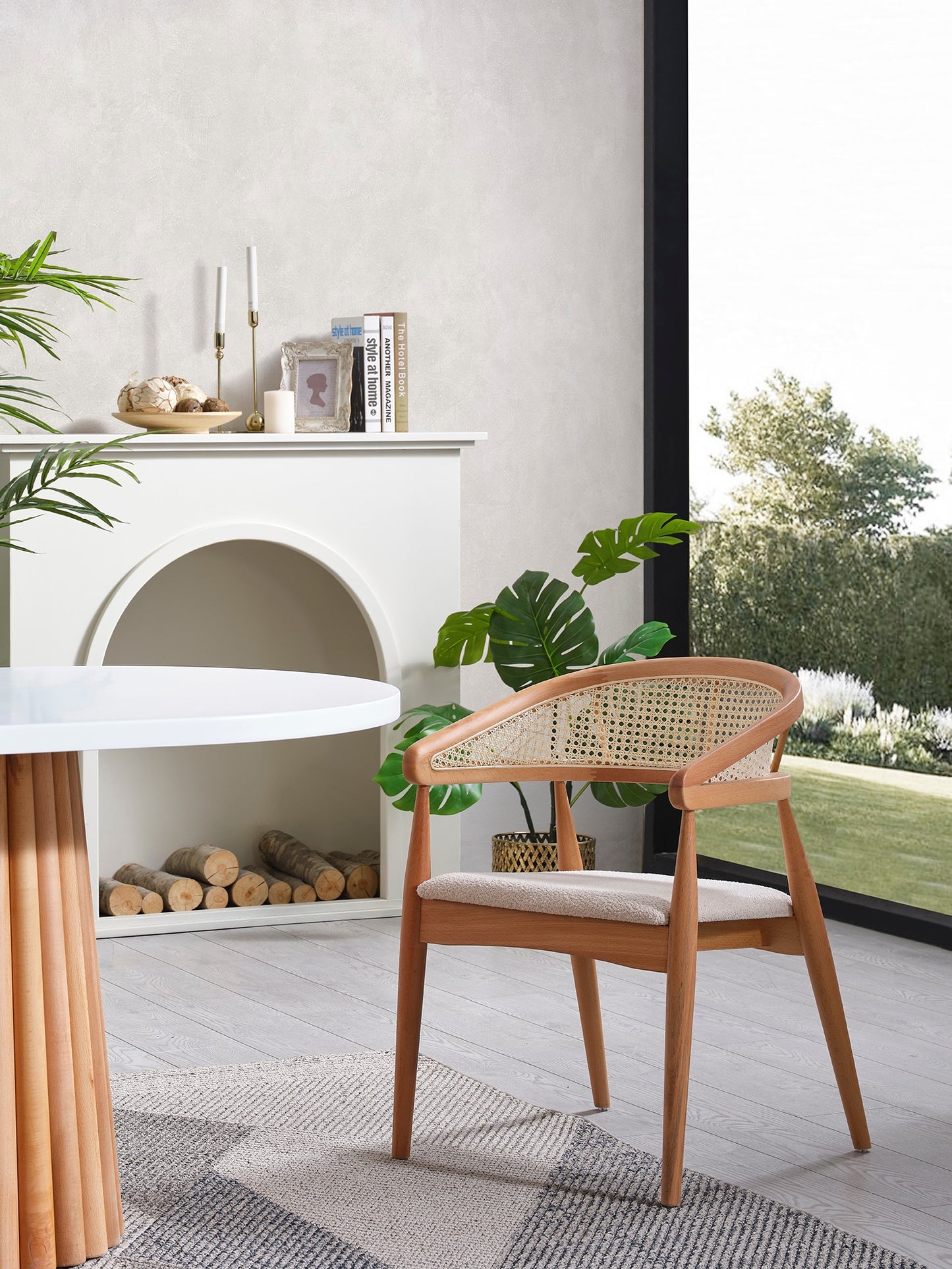 Τραπέζι Κουζίνας Τραπεζαρίας 170x90 με 6 Καρέκλες Σετ Φυσικό και Λευκό 117FRF1513