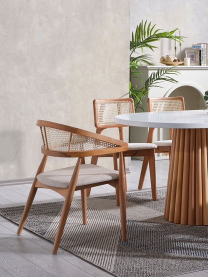 Τραπέζι Κουζίνας Τραπεζαρίας 170x90 με 6 Καρέκλες Σετ Φυσικό και Λευκό 117FRF1513