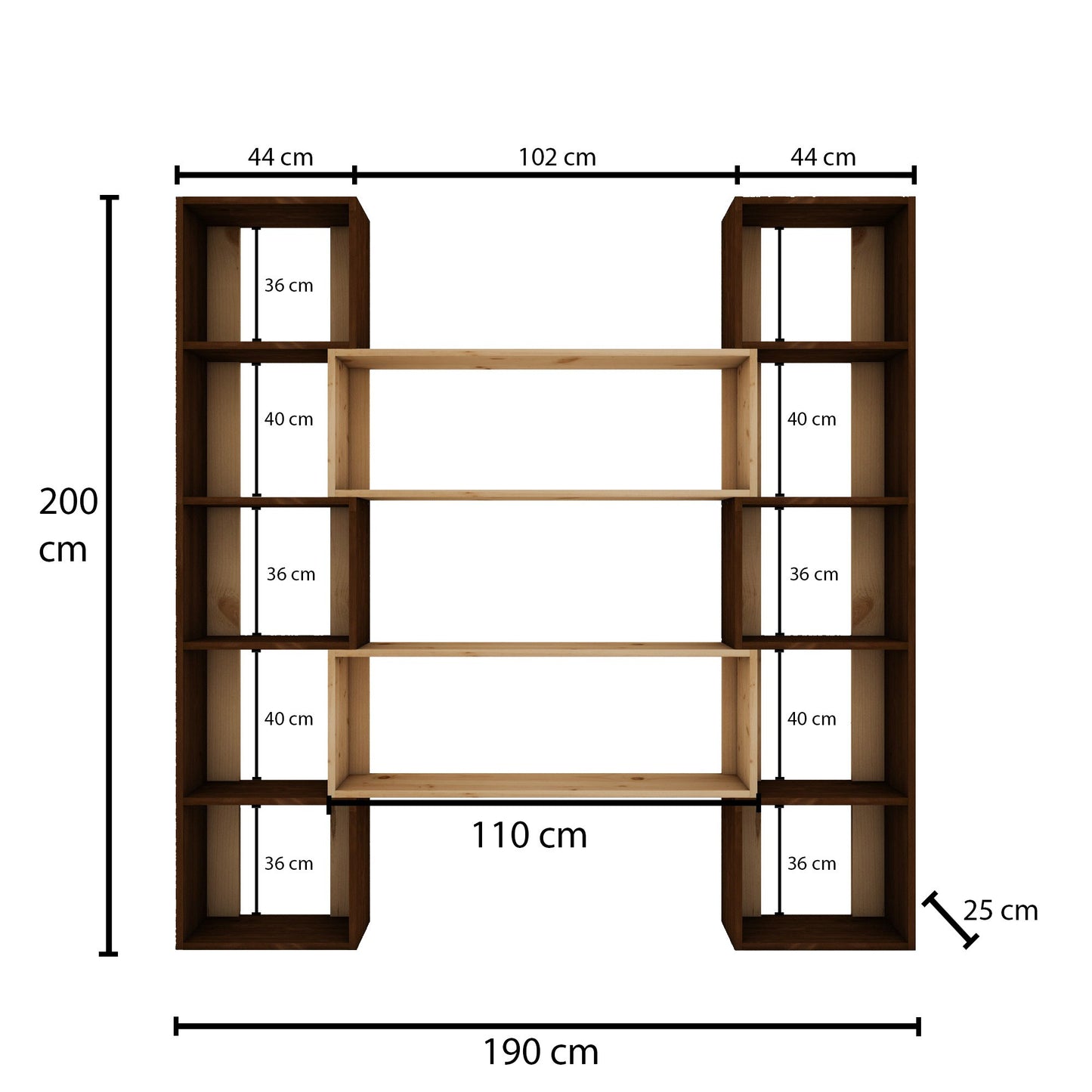 Βιβλιοθήκη 114 × 25 × 200 εκ. Καρυδί GR120PLT1270