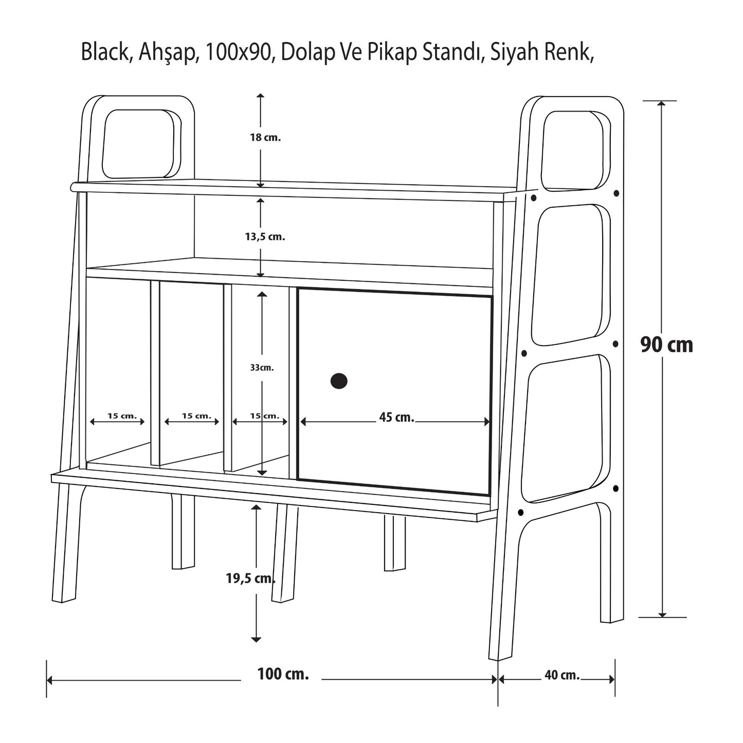 Κονσόλα Μπουφές 100x90x40 εκ Μαύρο 120PLT1604
