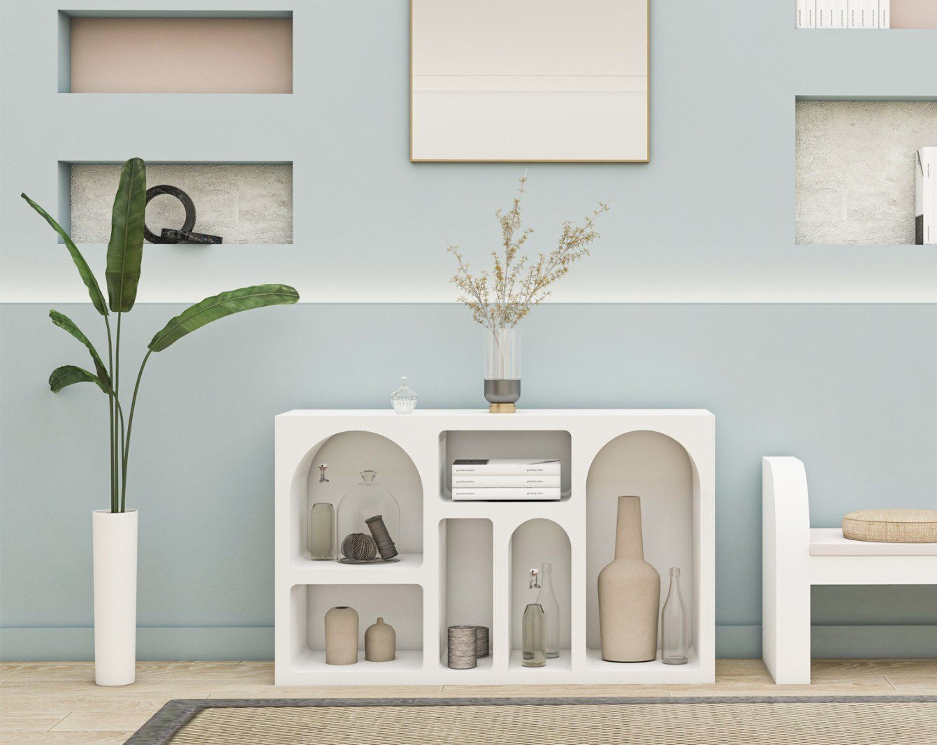 Κονσόλα Εισόδου Υπνοδωματίου 120x74x37 εκ Μπουφές Ραφιέρα Νησιώτικο Στυλ σε 2 Χρωματισμούς 125GLN1220