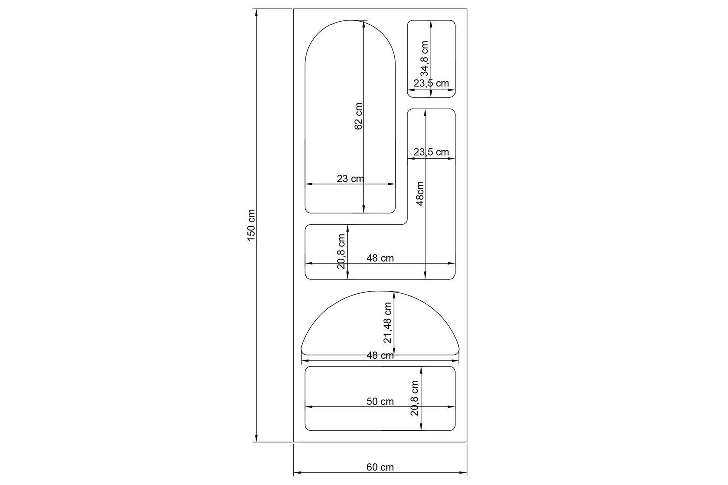 Βιβλιοθήκη 60 × 32 × 150 εκ. Ανθρακί GR125GLN1223